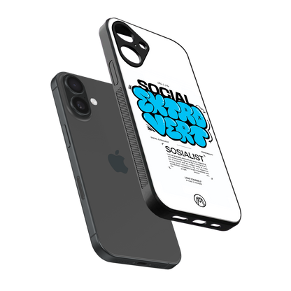 social extrovert back phone cover | glass case for iphone 16 plus