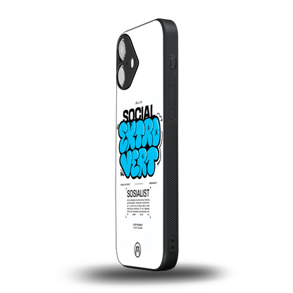 social extrovert back phone cover | glass case for iphone 16 plus