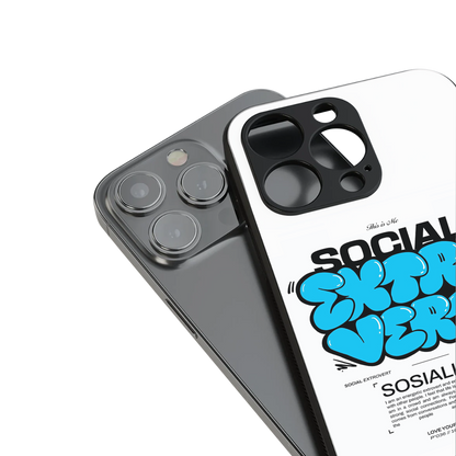 social extrovert back phone cover | glass case for iphone 14 pro max