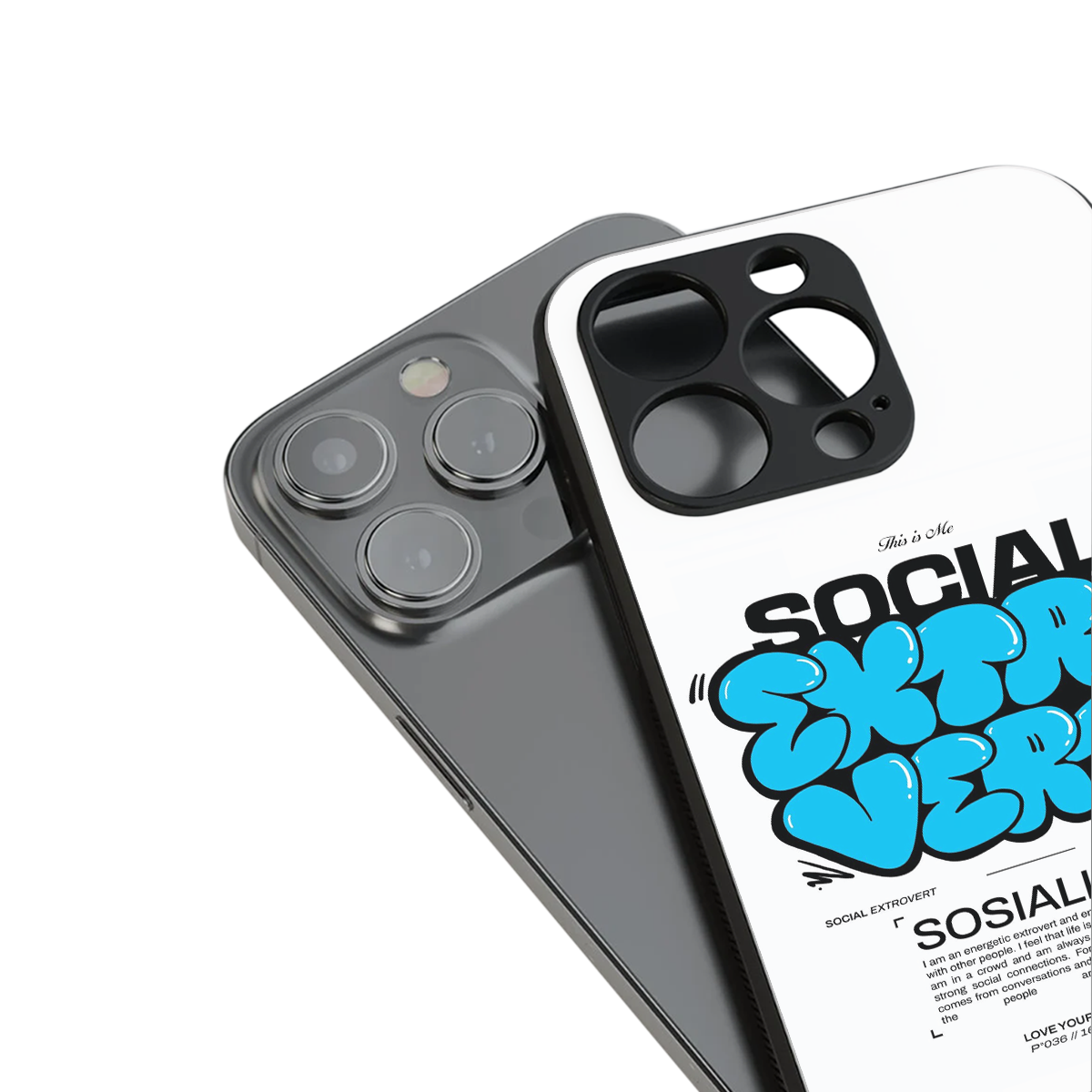 social extrovert back phone cover | glass case for iphone 14 plus