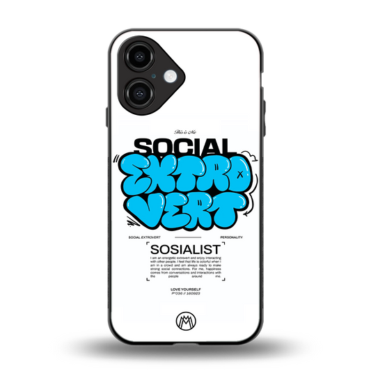 social extrovert back phone cover | glass case for iphone 16