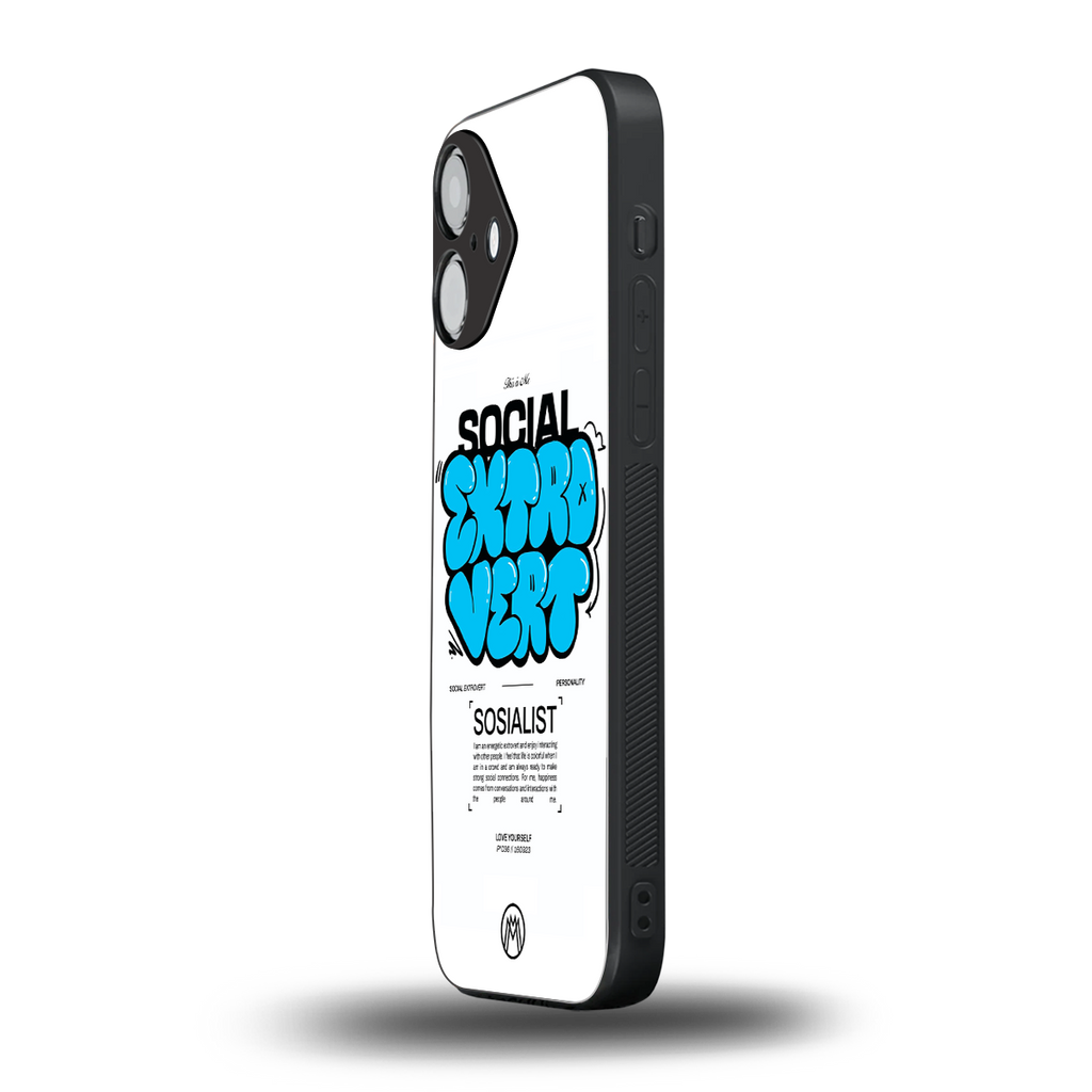 social extrovert back phone cover | glass case for iphone 16