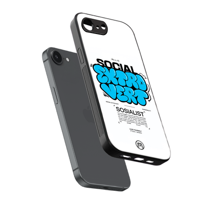 social extrovert back phone cover | glass case for iphone 16e