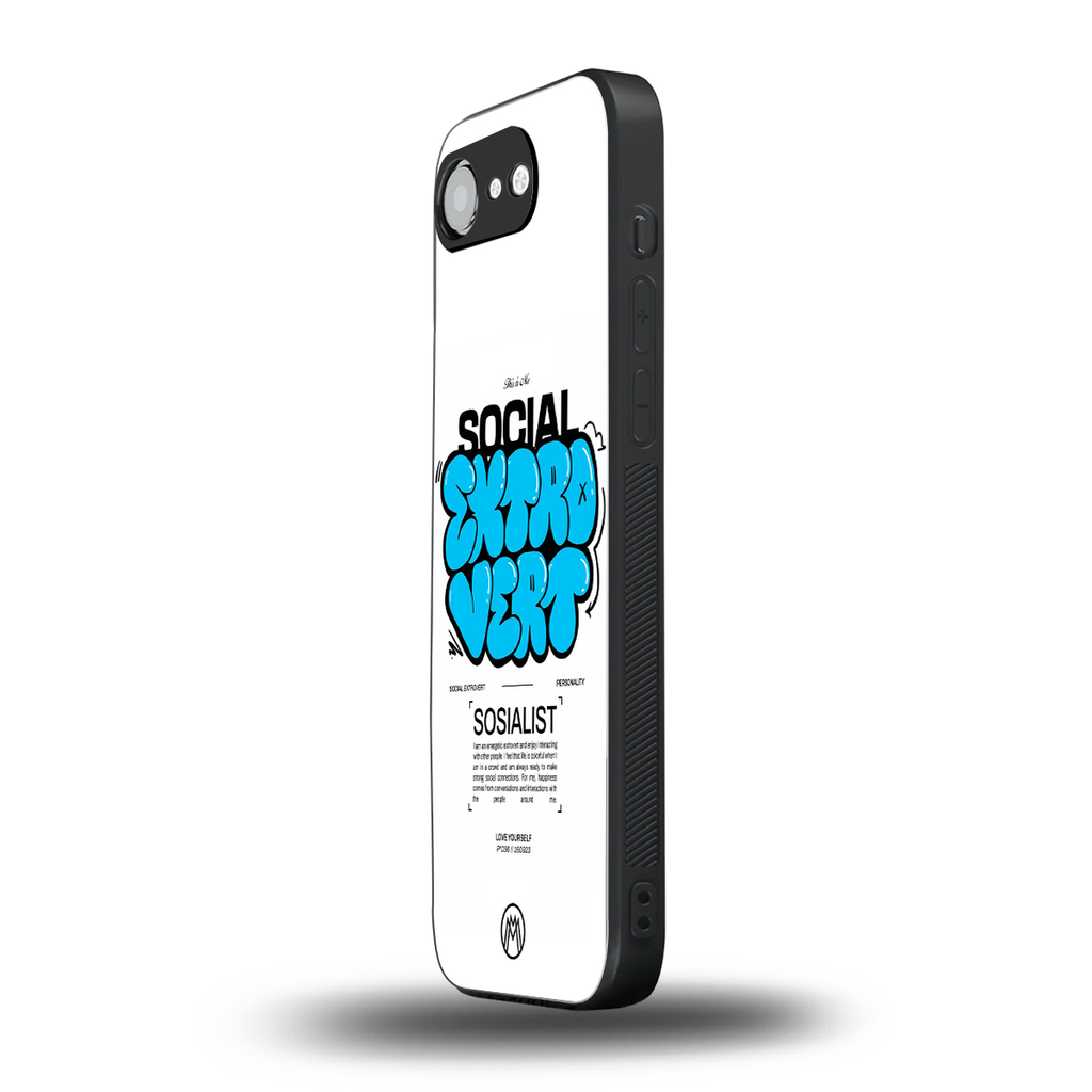 social extrovert back phone cover | glass case for iphone 16e