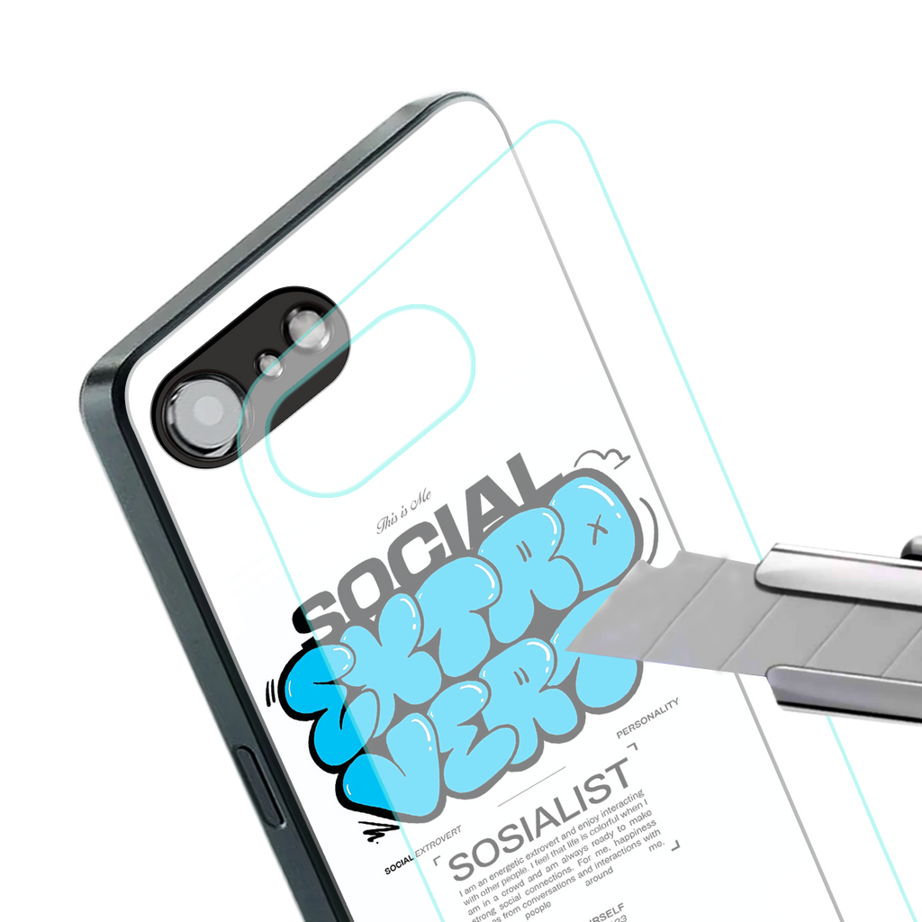 social extrovert back phone cover | glass case for iphone 16e