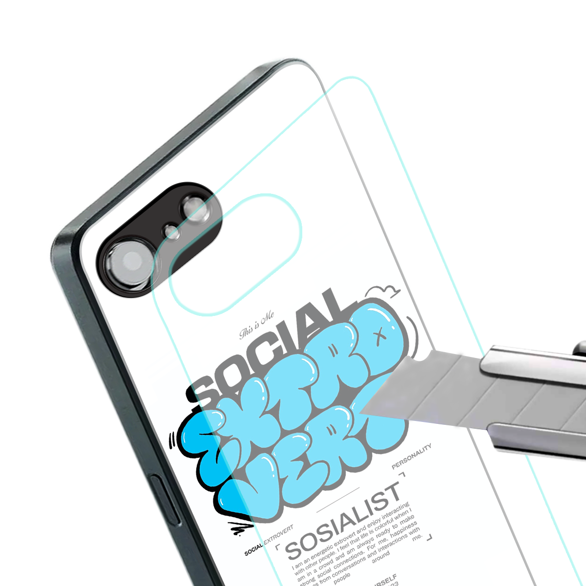 social extrovert back phone cover | glass case for iphone 16e