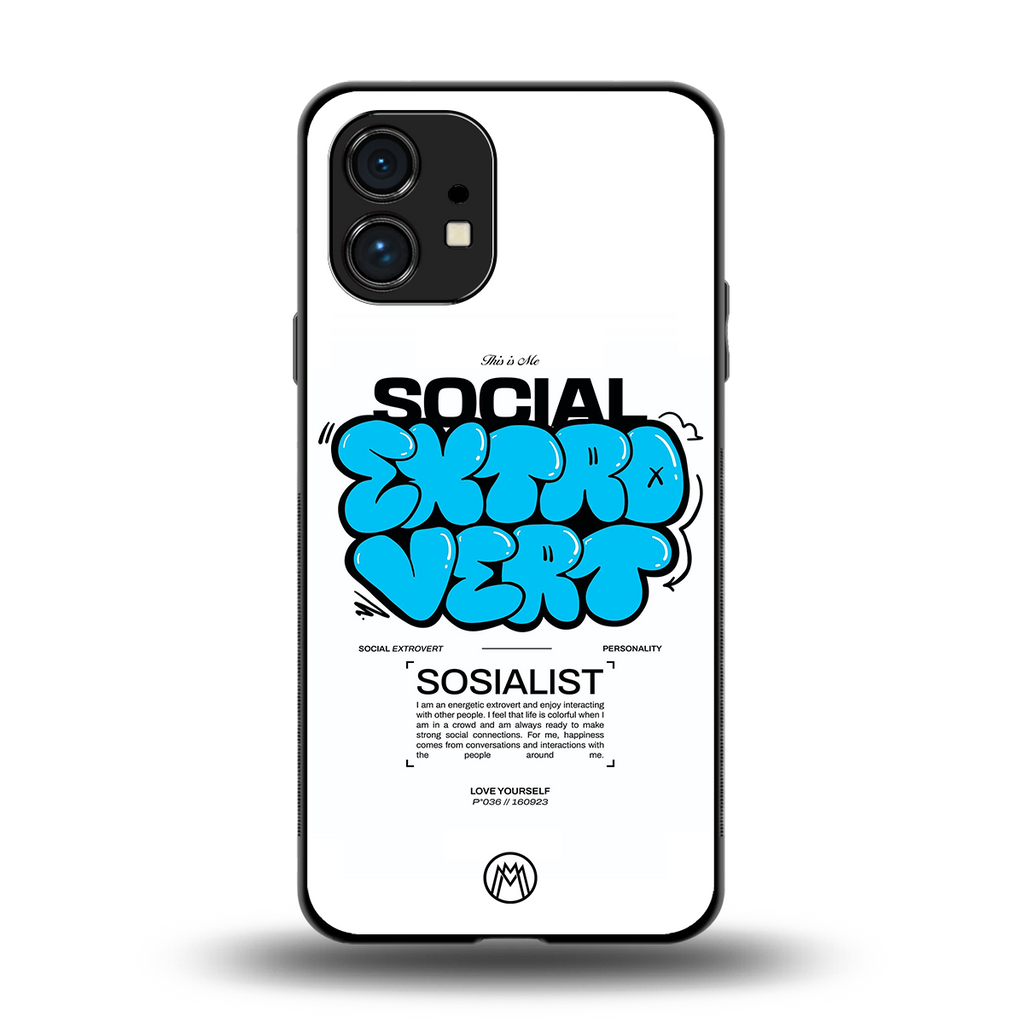 social extrovert back phone cover | glass case for nothing phone 1