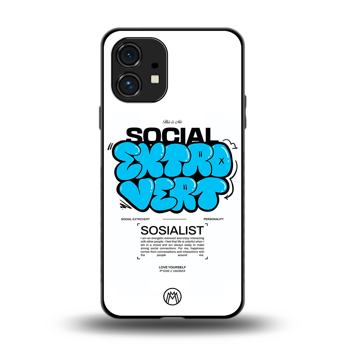 social extrovert back phone cover | glass case for nothing phone 1