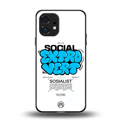 social extrovert back phone cover | glass case for nothing phone 1