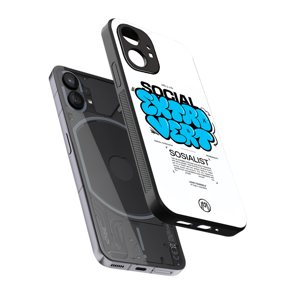 social extrovert back phone cover | glass case for nothing phone 1