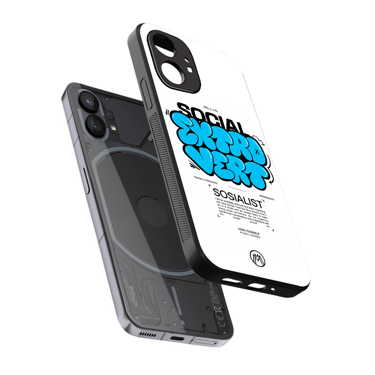 social extrovert back phone cover | glass case for nothing phone 1