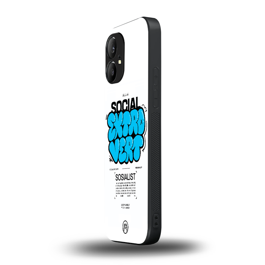 social extrovert back phone cover | glass case for nothing phone 1