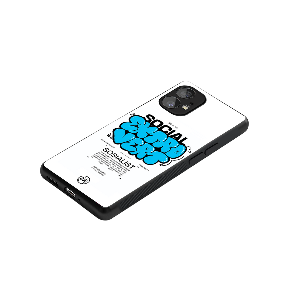 social extrovert back phone cover | glass case for nothing phone 1