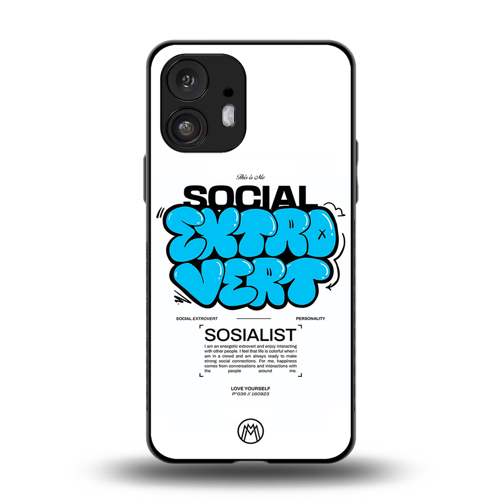 social extrovert back phone cover | glass case for nothing phone 2