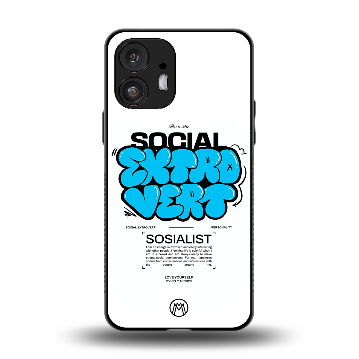 social extrovert back phone cover | glass case for nothing phone 2