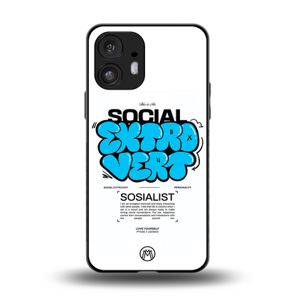 social extrovert back phone cover | glass case for nothing phone 2