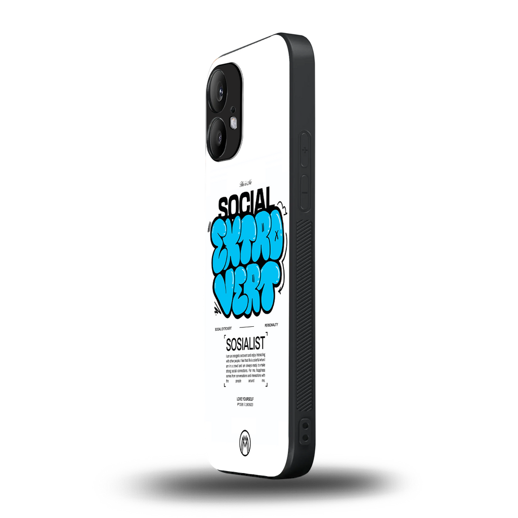 social extrovert back phone cover | glass case for nothing phone 2