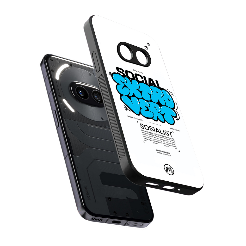 social extrovert back phone cover | glass case for nothing phone 2a