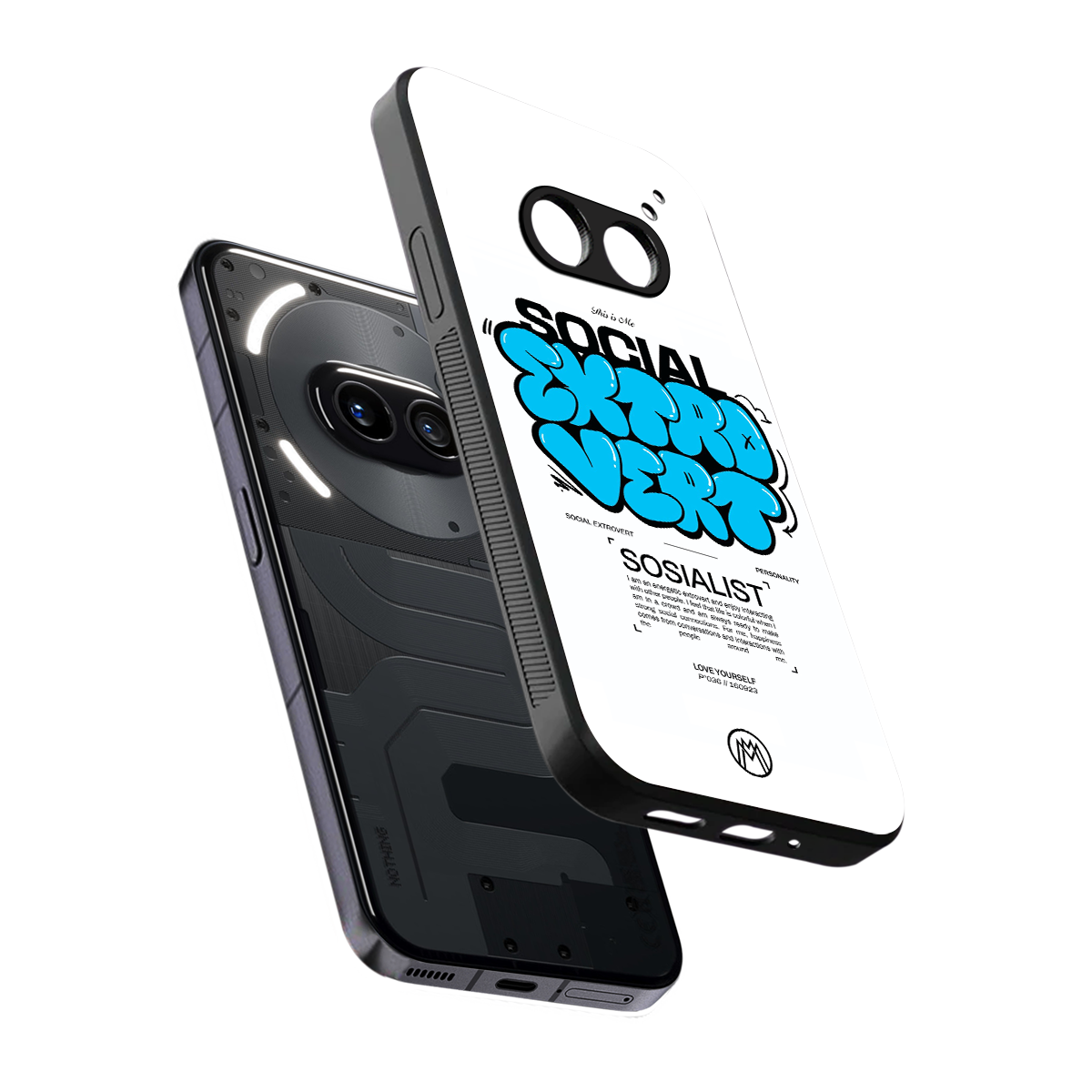 social extrovert back phone cover | glass case for nothing phone 2a