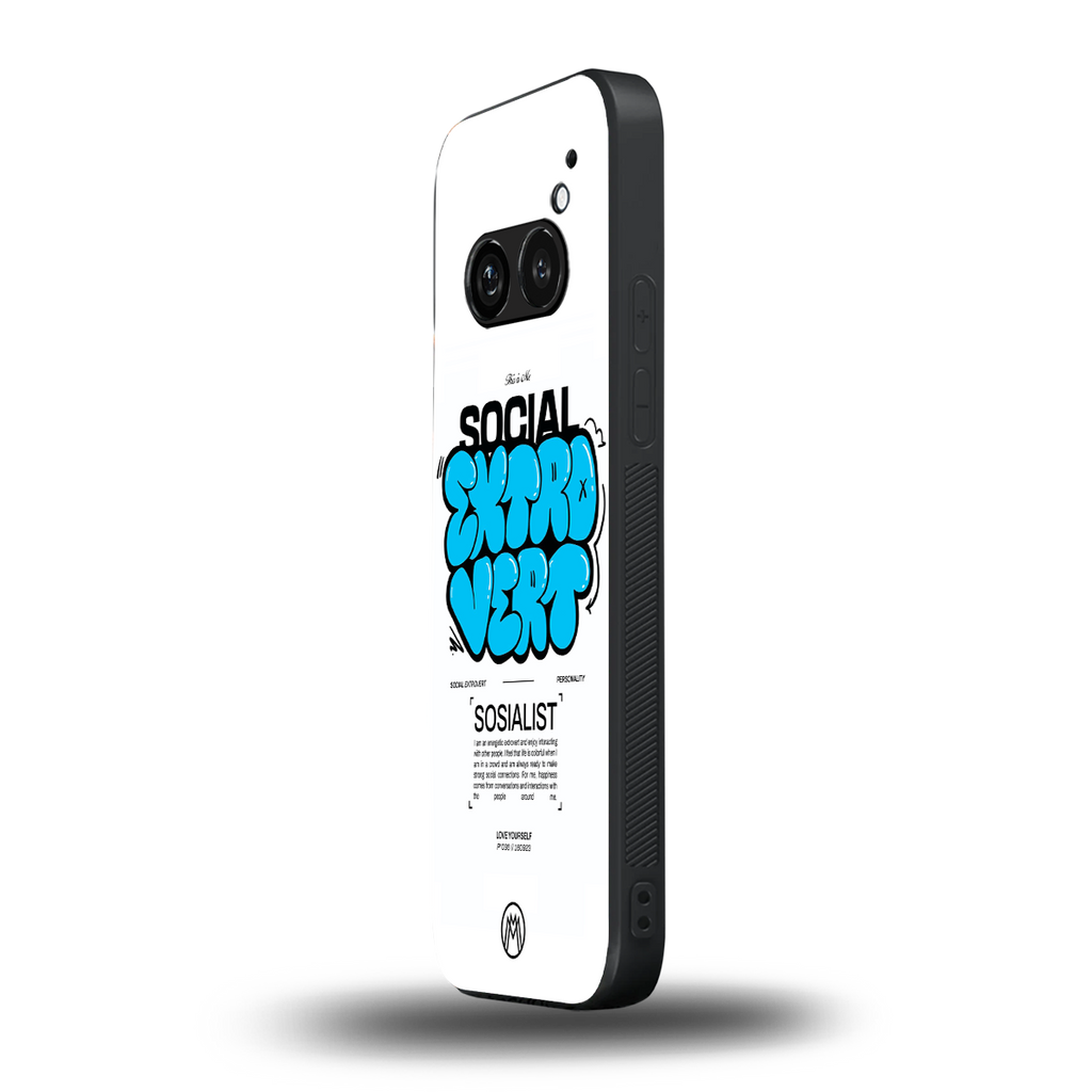 social extrovert back phone cover | glass case for nothing phone 2a