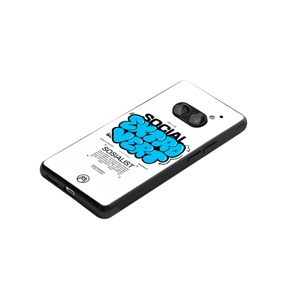 social extrovert back phone cover | glass case for nothing phone 2a
