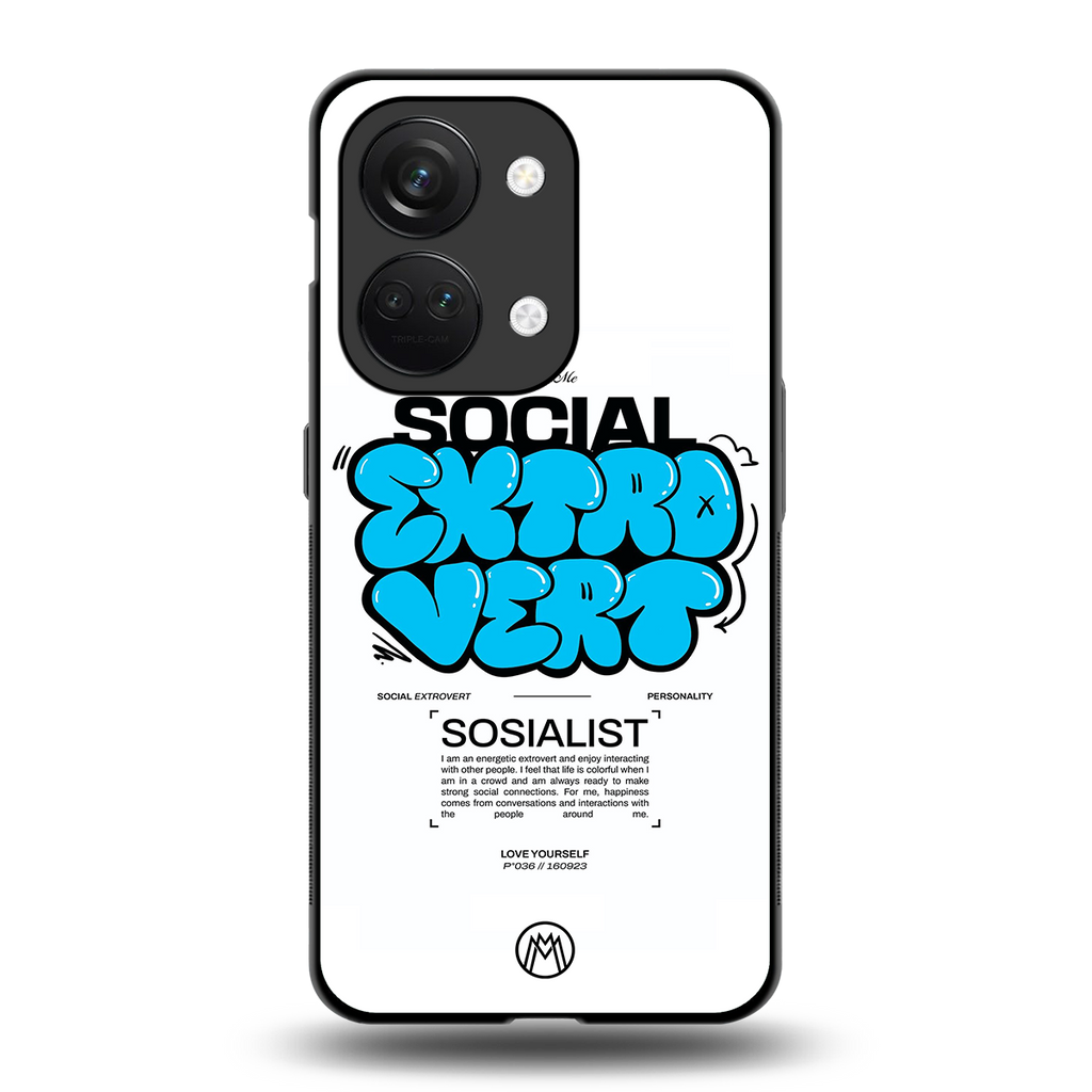 social extrovert back phone cover | glass case for oneplus nord 3