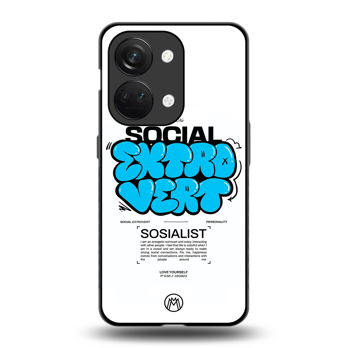 social extrovert back phone cover | glass case for oneplus nord 3
