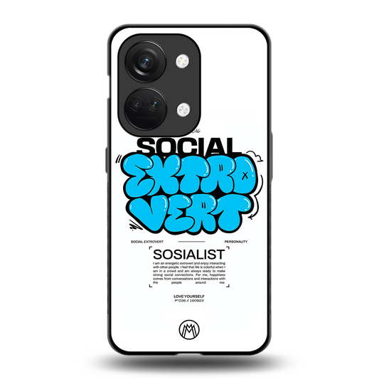social extrovert back phone cover | glass case for oneplus nord 3