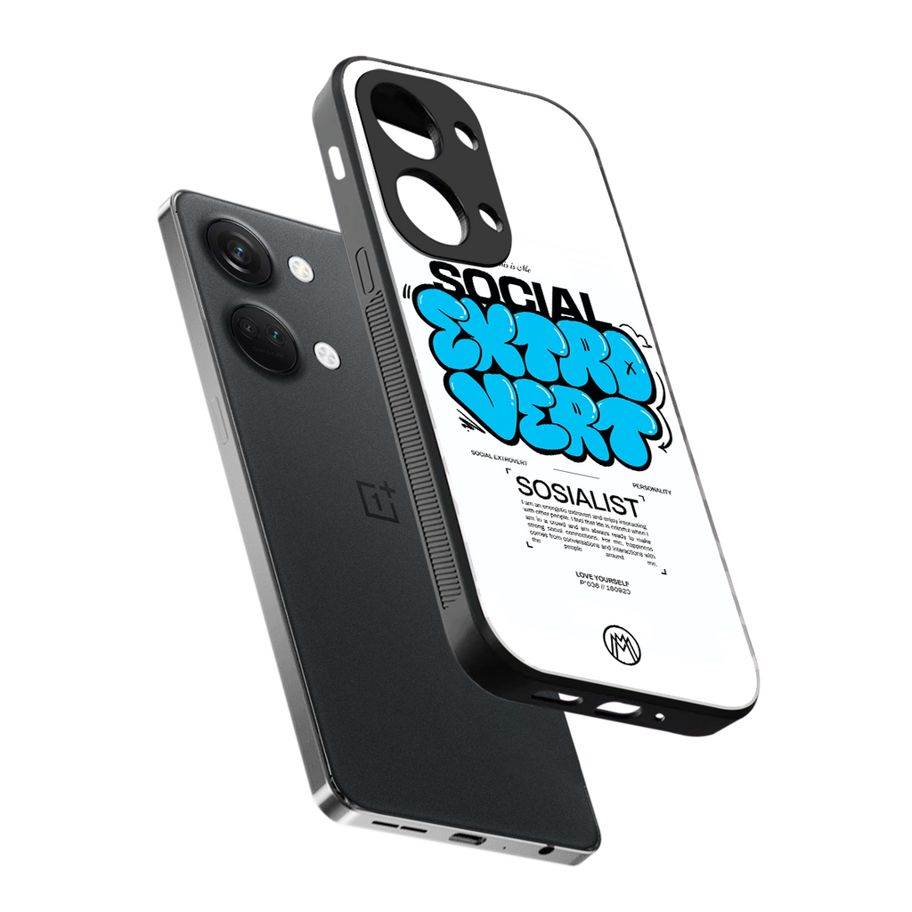 social extrovert back phone cover | glass case for oneplus nord 3