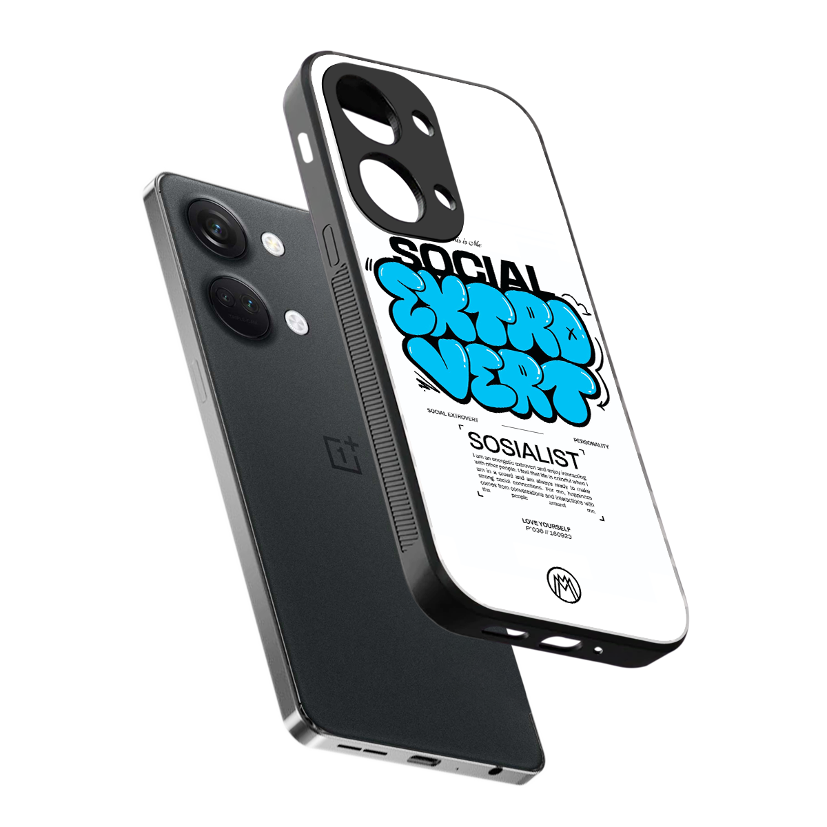 social extrovert back phone cover | glass case for oneplus nord 3