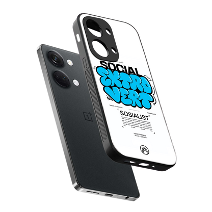 social extrovert back phone cover | glass case for oneplus nord 3
