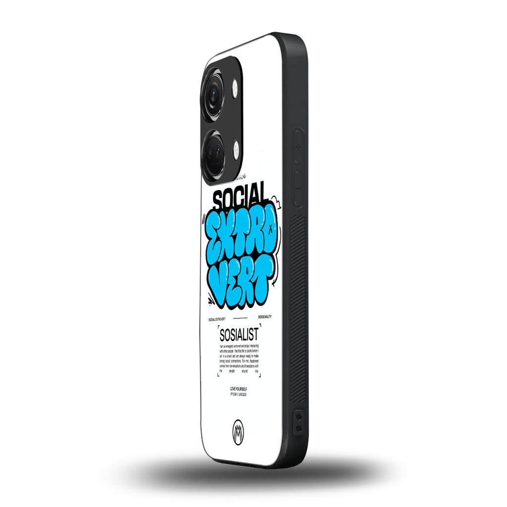 social extrovert back phone cover | glass case for oneplus nord 3