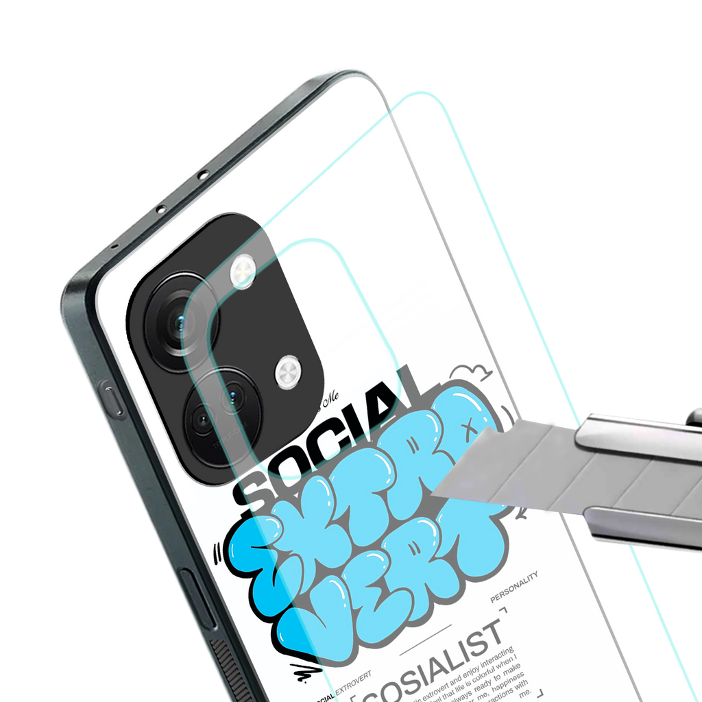 social extrovert back phone cover | glass case for oneplus nord 3