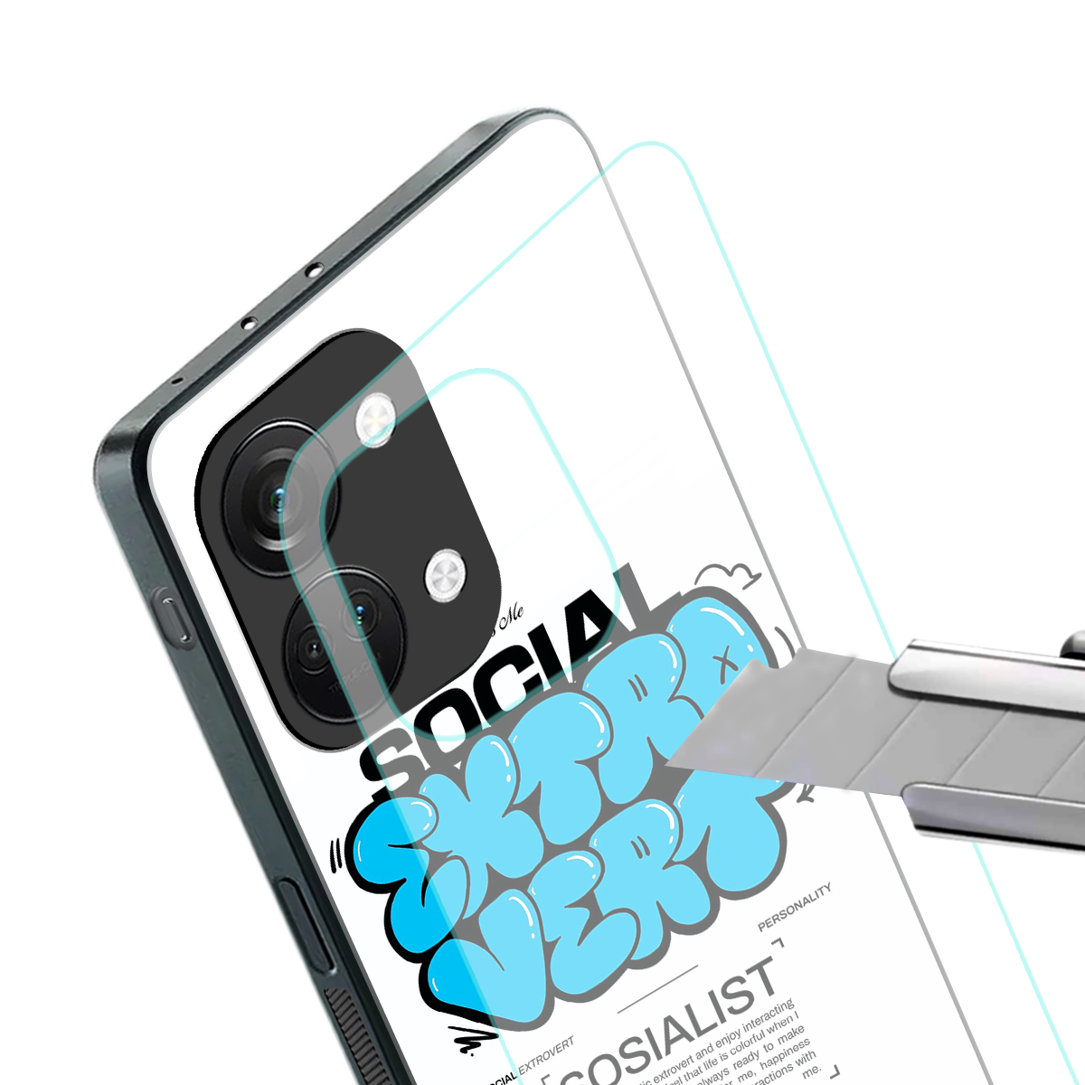 social extrovert back phone cover | glass case for oneplus nord 3