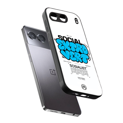 social extrovert back phone cover | glass case for oneplus nord 4