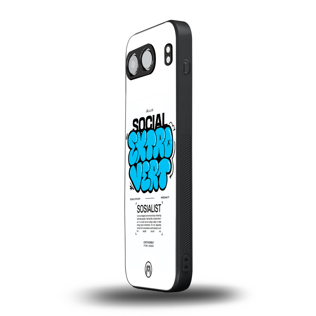 social extrovert back phone cover | glass case for oneplus nord 4