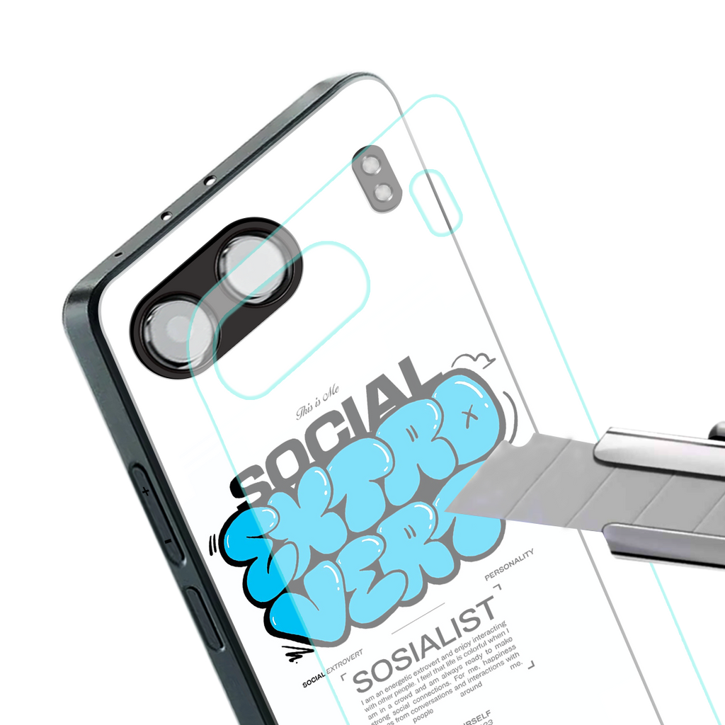 social extrovert back phone cover | glass case for oneplus nord 4