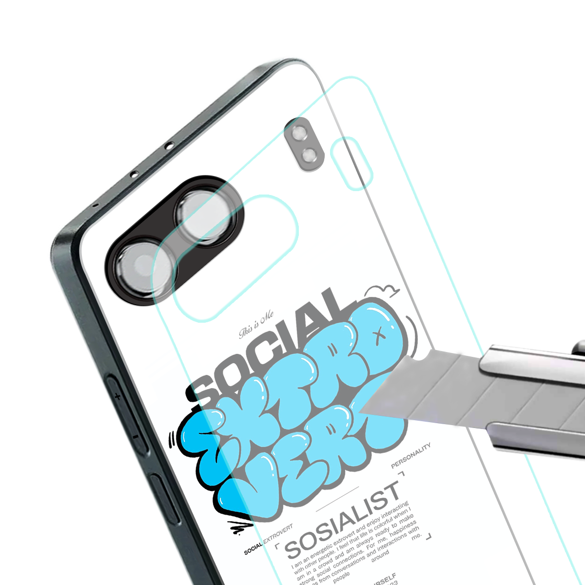 social extrovert back phone cover | glass case for oneplus nord 4
