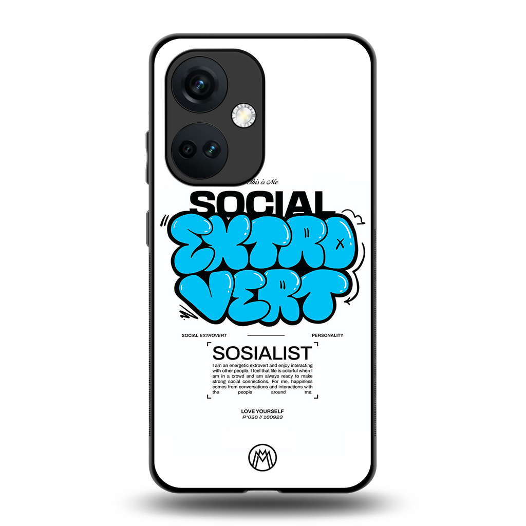 social extrovert back phone cover | glass case for oneplus nord ce 3