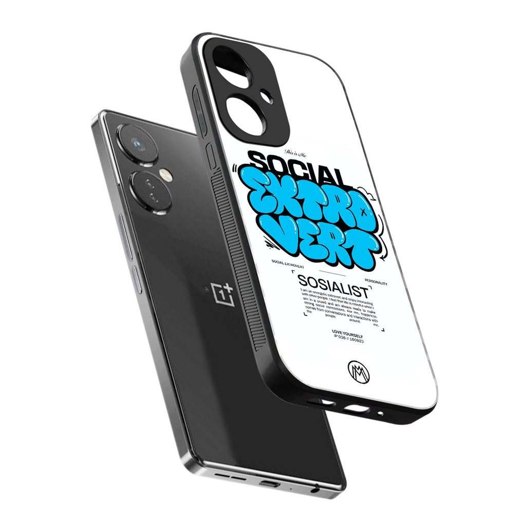 social extrovert back phone cover | glass case for oneplus nord ce 3