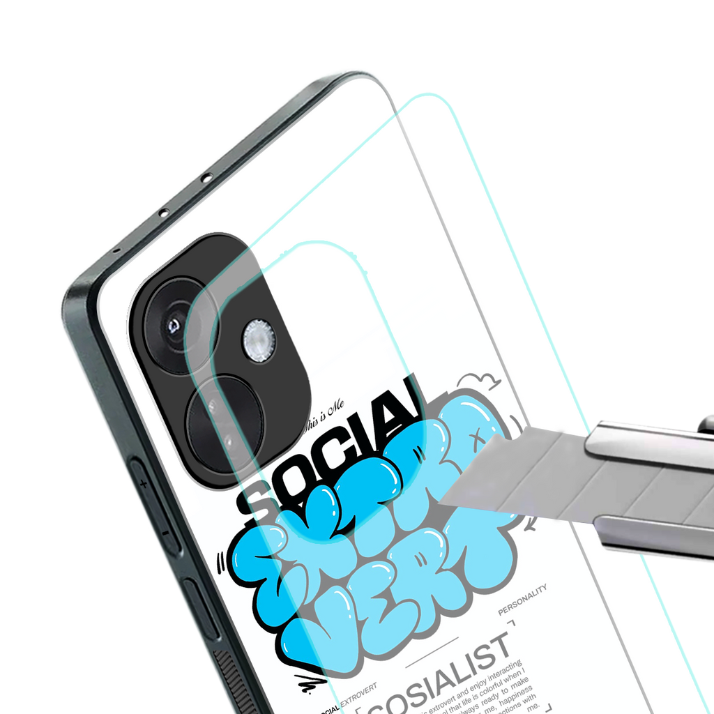 social extrovert back phone cover | glass case for oneplus nord ce 3