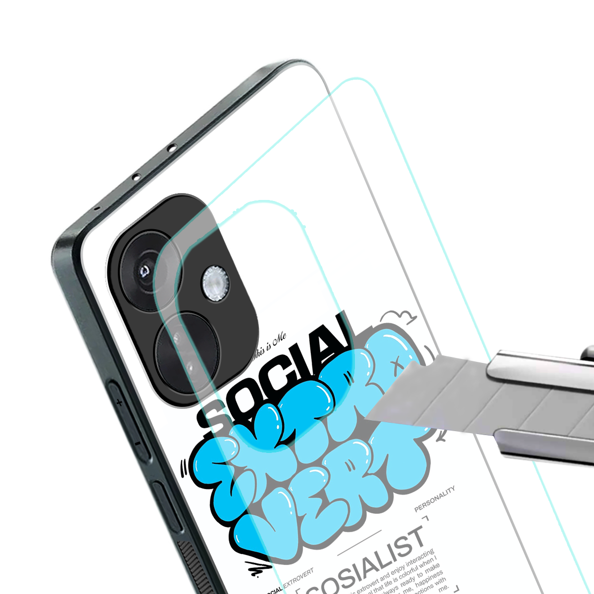 social extrovert back phone cover | glass case for oneplus nord ce 3