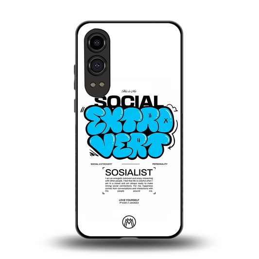 social extrovert back phone cover | glass case for oneplus nord ce 4 lite