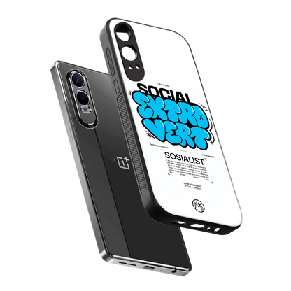 social extrovert back phone cover | glass case for oneplus nord ce 4 lite
