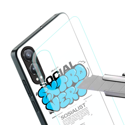social extrovert back phone cover | glass case for oneplus nord ce 4 lite