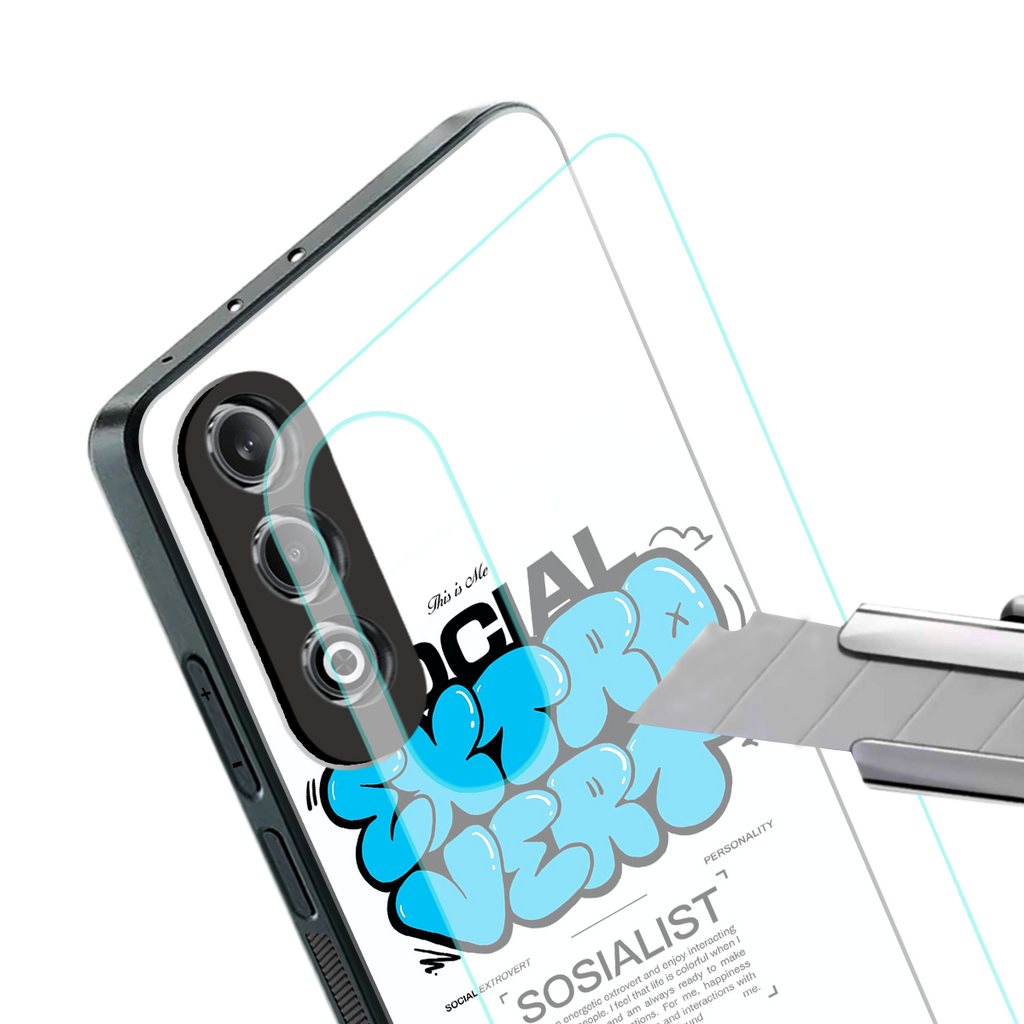 social extrovert back phone cover | glass case for oneplus nord ce 4