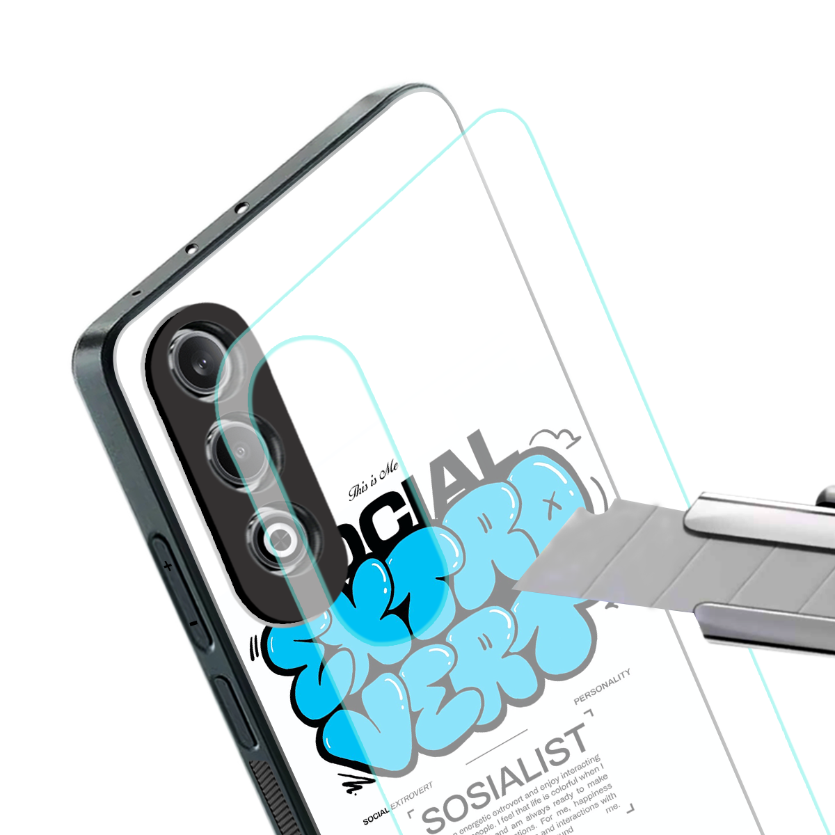 social extrovert back phone cover | glass case for oneplus nord ce 4