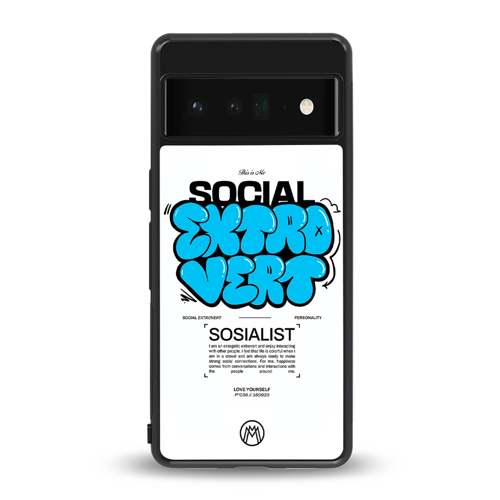 social extrovert back phone cover | glass case for google pixel 6 pro
