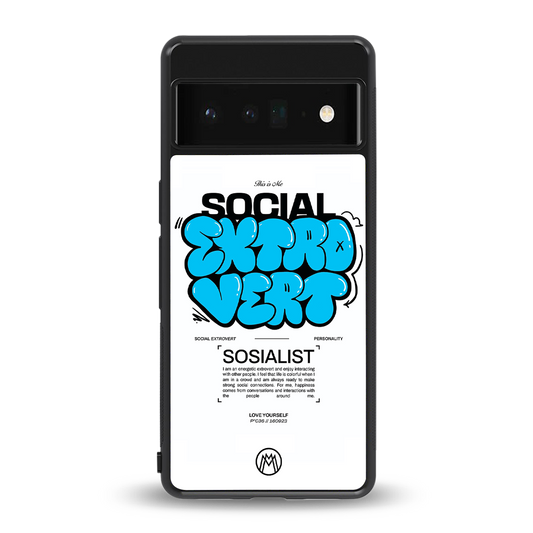 social extrovert back phone cover | glass case for google pixel 6 pro