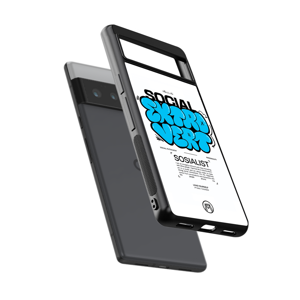 social extrovert back phone cover | glass case for google pixel 6 pro